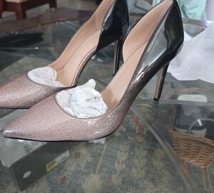 BCBGeneration Black and Gold Glitter Heels